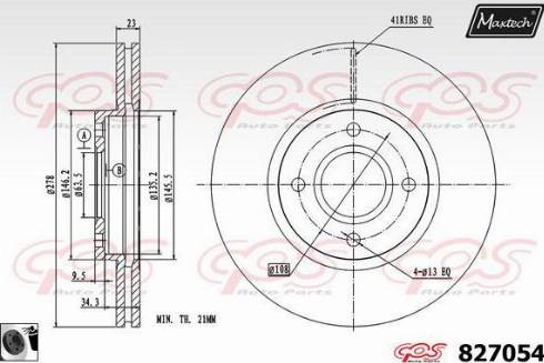 Maxtech 827054.0060 - Гальмівний диск autocars.com.ua