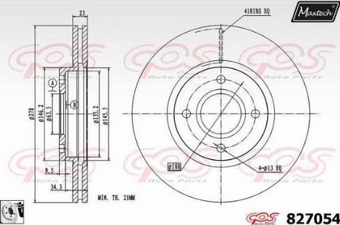 Maxtech 827054.0080 - Гальмівний диск autocars.com.ua