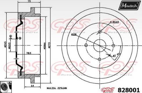 Maxtech 828001.0060 - Гальмівний барабан autocars.com.ua