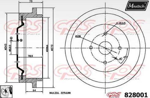 Maxtech 828001.0080 - Гальмівний барабан autocars.com.ua