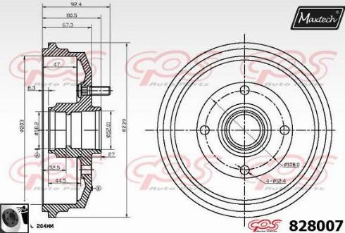 Maxtech 828007.0060 - Гальмівний барабан autocars.com.ua