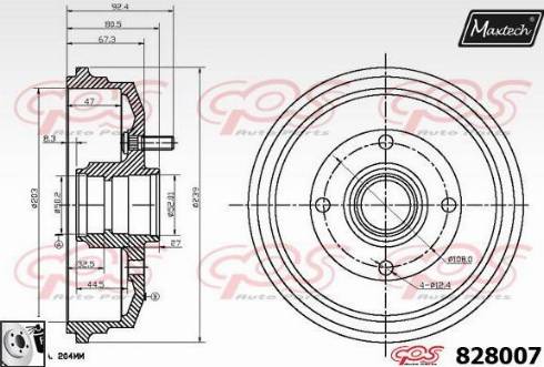 Maxtech 828007.0080 - Гальмівний барабан autocars.com.ua