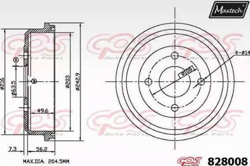 Maxtech 828008.0000 - Гальмівний барабан autocars.com.ua