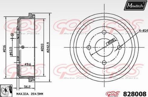 Maxtech 828008.0080 - Гальмівний барабан autocars.com.ua