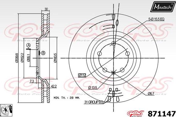 Maxtech 828008 - Гальмівний барабан autocars.com.ua