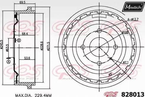 Maxtech 828013.0000 - Гальмівний барабан autocars.com.ua