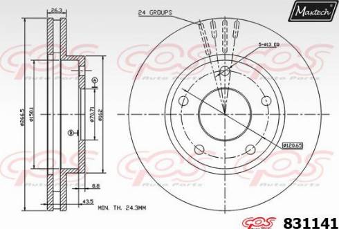 Maxtech 831141.0000 - Гальмівний диск autocars.com.ua