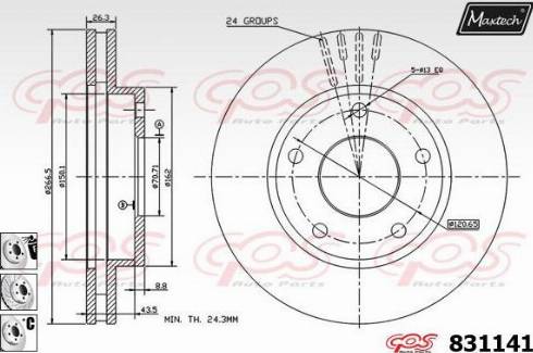 Maxtech 831141.6880 - Гальмівний диск autocars.com.ua