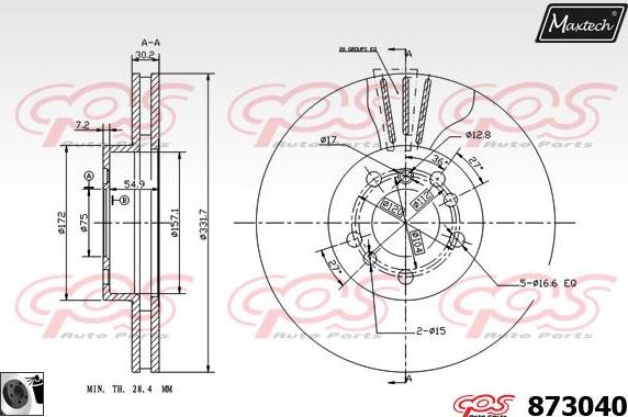 Maxtech 831142 - Гальмівний диск autocars.com.ua