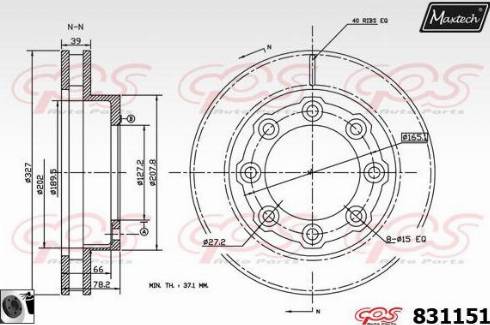 Maxtech 831151.0060 - Гальмівний диск autocars.com.ua