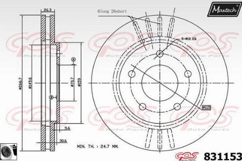 Maxtech 831153.0060 - Гальмівний диск autocars.com.ua