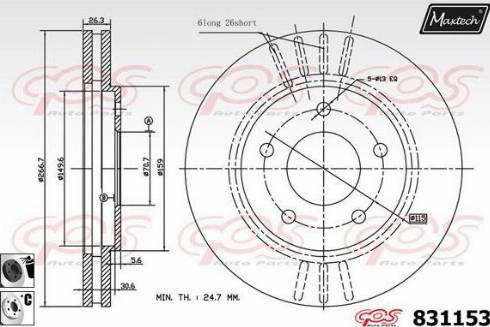 Maxtech 831153.6060 - Гальмівний диск autocars.com.ua