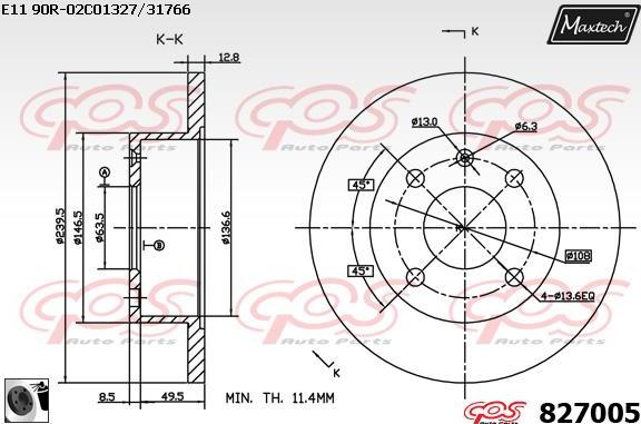 Maxtech 831153 - Гальмівний диск autocars.com.ua