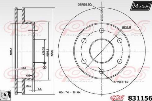 Maxtech 831156.0080 - Гальмівний диск autocars.com.ua