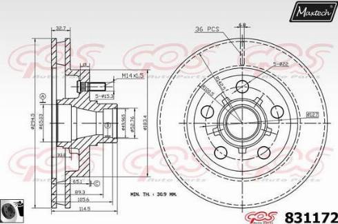 Maxtech 831172.0060 - Гальмівний диск autocars.com.ua