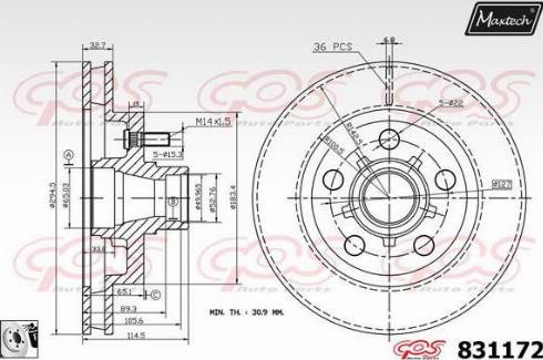 Maxtech 831172.0080 - Гальмівний диск autocars.com.ua