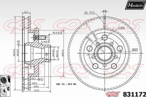 Maxtech 831172.6060 - Гальмівний диск autocars.com.ua
