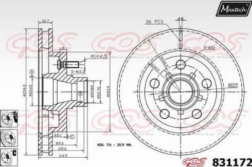 Maxtech 831172.6880 - Гальмівний диск autocars.com.ua