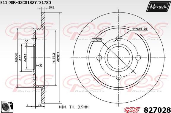 Maxtech 831186 - Гальмівний диск autocars.com.ua