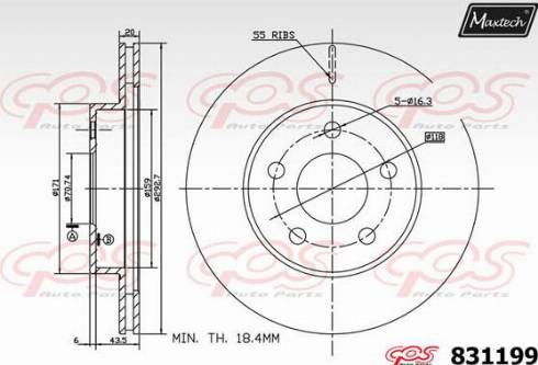 Maxtech 831199.0000 - Гальмівний диск autocars.com.ua