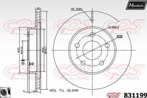 Maxtech 831199.0060 - Гальмівний диск autocars.com.ua