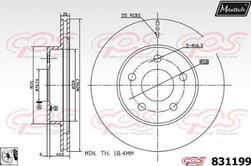 Maxtech 831199.0080 - Гальмівний диск autocars.com.ua