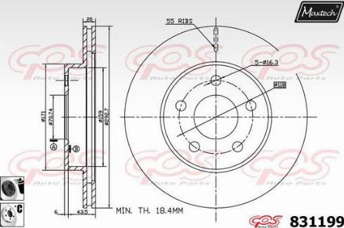 Maxtech 831199.B060 - Гальмівний диск autocars.com.ua