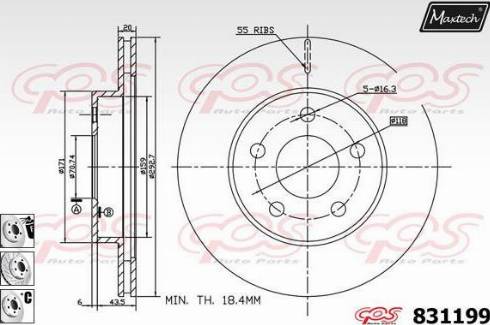 Maxtech 831199.6880 - Гальмівний диск autocars.com.ua