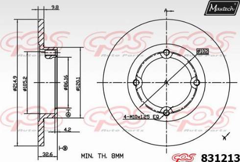 Maxtech 831213.0000 - Гальмівний диск autocars.com.ua