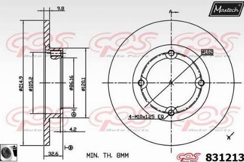 Maxtech 831213.0060 - Гальмівний диск autocars.com.ua