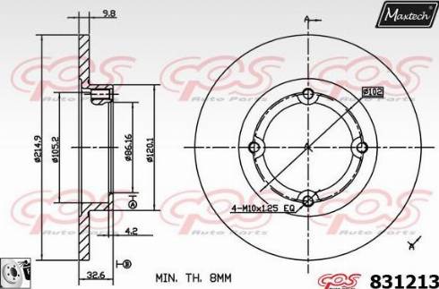 Maxtech 831213.0080 - Гальмівний диск autocars.com.ua