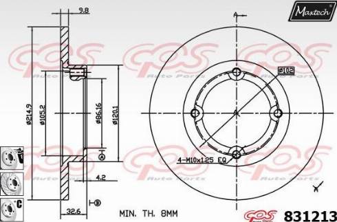 Maxtech 831213.6880 - Гальмівний диск autocars.com.ua