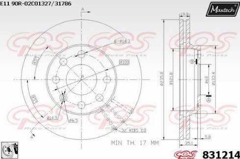 Maxtech 831214.0080 - Гальмівний диск autocars.com.ua