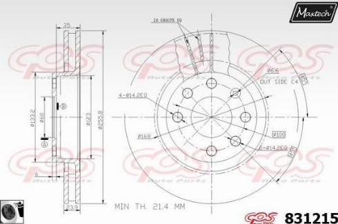 Maxtech 831215.0060 - Гальмівний диск autocars.com.ua