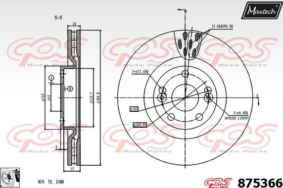 Maxtech 831215 - Гальмівний диск autocars.com.ua