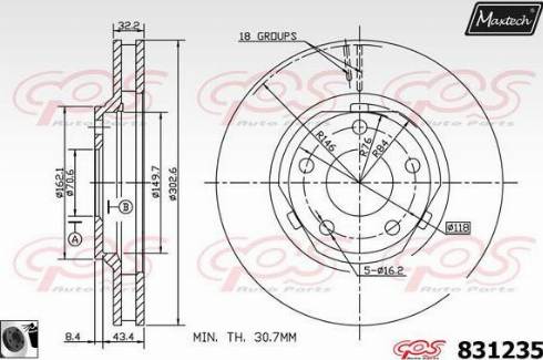 Maxtech 831235.0060 - Гальмівний диск autocars.com.ua