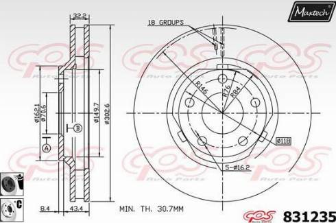 Maxtech 831235.6060 - Гальмівний диск autocars.com.ua