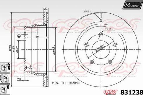 Maxtech 831238.6880 - Гальмівний диск autocars.com.ua