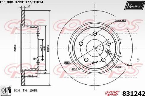 Maxtech 831242.0080 - Гальмівний диск autocars.com.ua