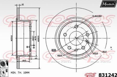 Maxtech 831242.6060 - Гальмівний диск autocars.com.ua