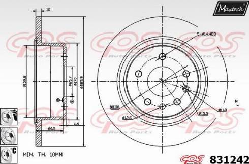 Maxtech 831242.6880 - Гальмівний диск autocars.com.ua