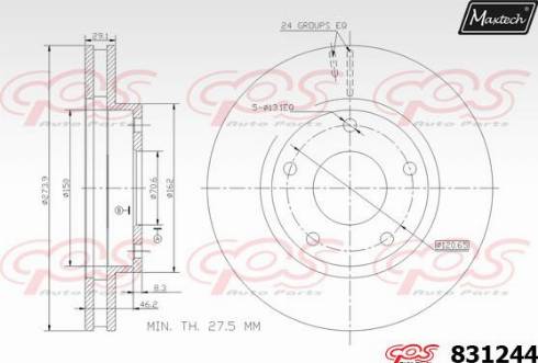 Maxtech 831244.0000 - Гальмівний диск autocars.com.ua