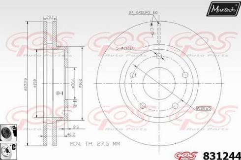 Maxtech 831244.6060 - Гальмівний диск autocars.com.ua