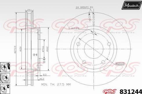 Maxtech 831244.6880 - Гальмівний диск autocars.com.ua