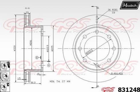 Maxtech 831248.6880 - Гальмівний диск autocars.com.ua