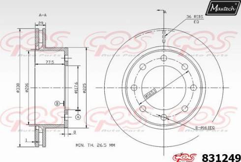 Maxtech 831249.0000 - Гальмівний диск autocars.com.ua