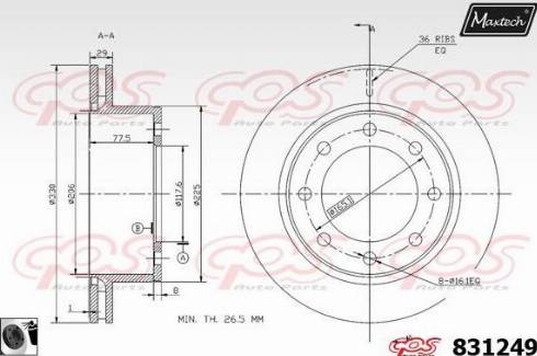 Maxtech 831249.0060 - Гальмівний диск autocars.com.ua