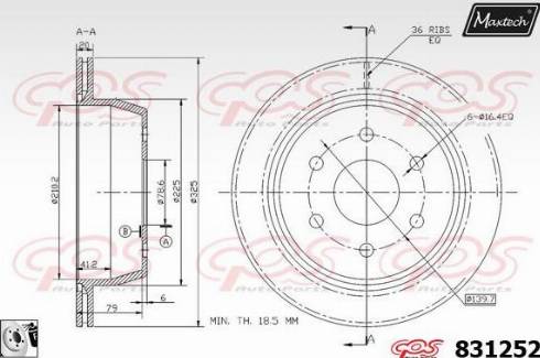 Maxtech 831252.0080 - Гальмівний диск autocars.com.ua