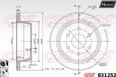 Maxtech 831252.6060 - Гальмівний диск autocars.com.ua