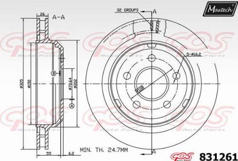 Maxtech 831261.0000 - Гальмівний диск autocars.com.ua